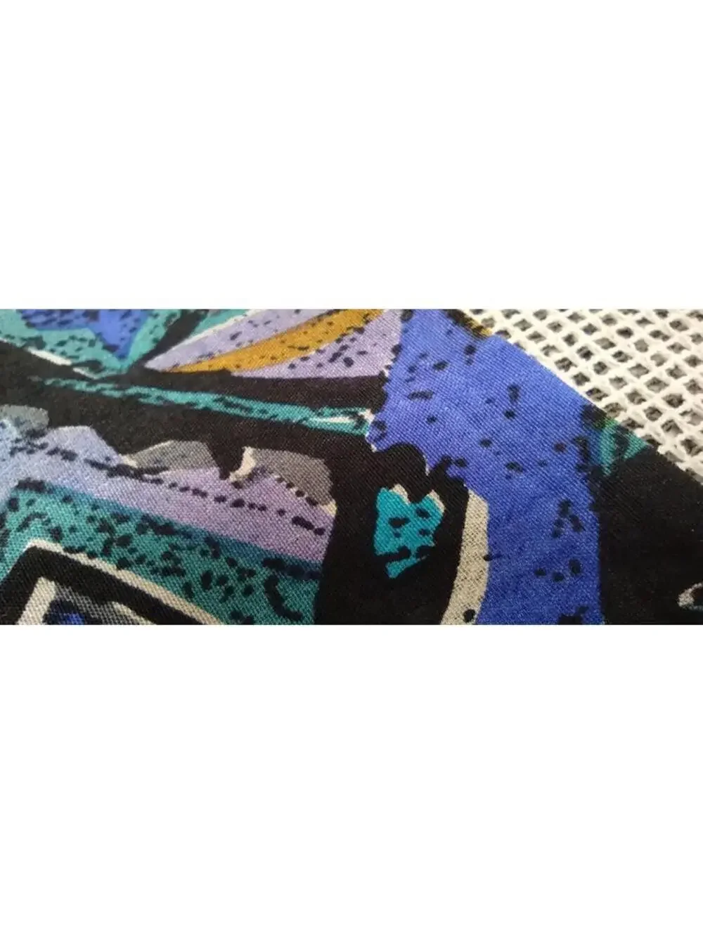 Picasso Inspired Art Tribal Scarf PURE SILK INDIA VINTAGE 80s Purple Black Swirl